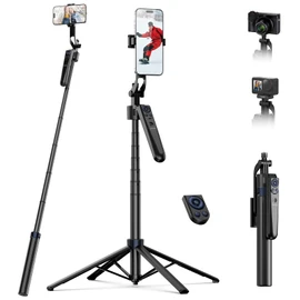 TELESIN Selfie Stick, Smartphone Tripod, Smartphone Stand, 360° AI Automatic Face Tracking, Smartphone, Gimbal, 4-Axis Stabilizer, Anti-Shake, 270° Pan, 360° Tilt, Gesture Control, Smartphone Tripod