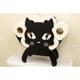 HomeZone Novelty Black Cat Toilet Roll Holder Metal Bathroom Kitty Kitten bathroom decor Loo Roll Stand Storage Wall Mounted Free Standing black toilet roll holder bathroom accessories