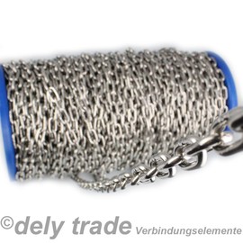 dely trade 5 Metre Chain 2 mm Long Link DIN 763 Stainless Steel A4
