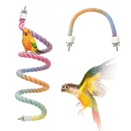 2pcs Gradient Colorful Bird Rope Perch Stand,Bird Cage Climbing Rope Toys Accessories,Bendable Climbing,Parakeet Lovebirds Cockatiels Budgies Play (15.7'',39.3'')