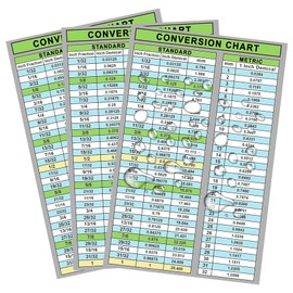 3 Pack Fraction and Decimal to Metric Conversion Chart Card Decal 5.5 x 8.5Inch Waterproof Vinyl Easy to Read Decal Inches and Millimeters Conversion Chart Card for Toolbox Sticker Engineers