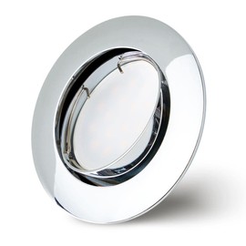 NCC-Licht Set of Recessed Spotlights Chrome Diameter 68 mm Hole with LED Module 5 Watt 400 Lumen Warm White 2700 K Ultra Flat 30 mm Swivelling