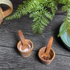Rustic Olive Wood Salt and Pepper Pinch Pots with Spoons,