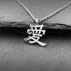 Love Kanji Necklace Japanese for Men Women Stainless Steel Chain