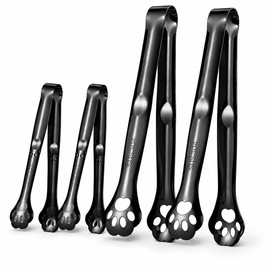 Black Cat Paw Food Tongs 4 Pack, 304 Stainless Steel, 5.1 & 6.9 in