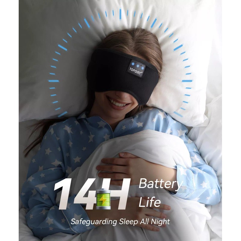 TOPOINT Bluetooth Sleep Mask with Headphones for Travel and Side