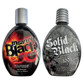 Millenium Insanely Black y Solid Black Loción bronceadora para cámara de bronceado en interiores, 400 ml