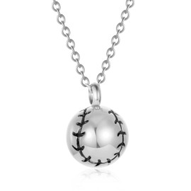 Baseball Cremation Jewelry for Ashes Pendant Necklace Stainless Steel Charm Sports Lovers Urn Pendant Locket for Women Men, Stainless Steel, not know,