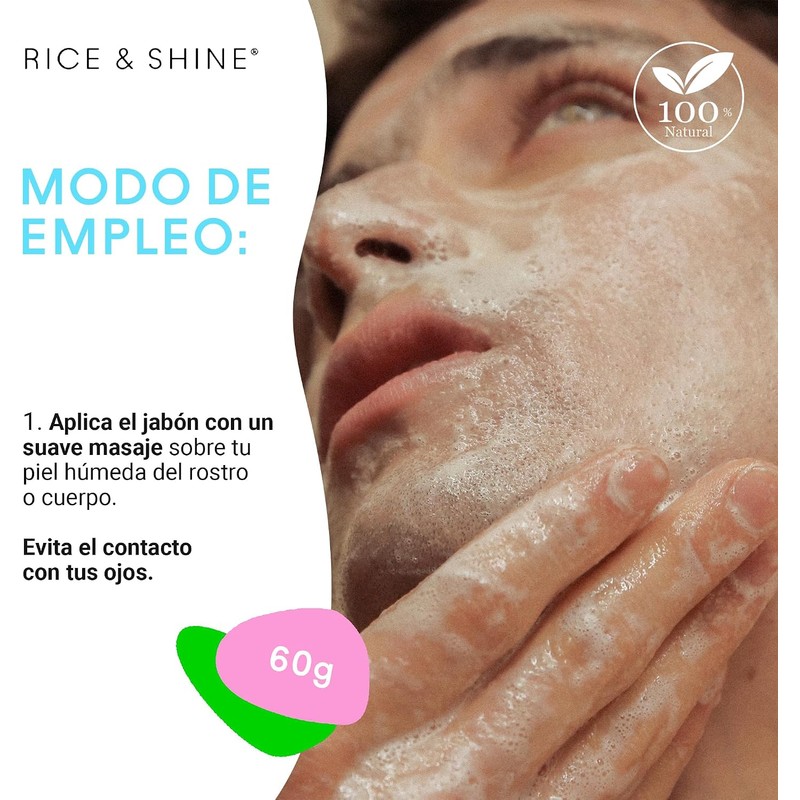RICE & SHINE Jabón Facial Natural con Aceite de Germen