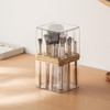 MORNITE Clear Makeup Brush Organizer with Lid, Freestanding 16-Slot Display