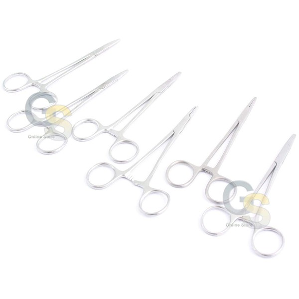 G.S 6 PCS Stainless Steel Webster Needle Holder 5.5" FINE Point Smooth Jaws Veterinary Dental Instruments