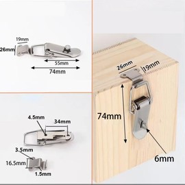 74mm Spring Toggle Latch Hasp, 2Pcs Stainless Steel Tension Clasp with Lock Ring, Duck Billed Buckles for Cabinet Box Drawer
