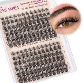 Yawamica Lash Clusters Wispy Eyelash Clusters Clear Band Cluster Eyelash Extensions 10-16mm Length Individual Lashes C Curly Natural Cluster Lashes DIY Lash by Self