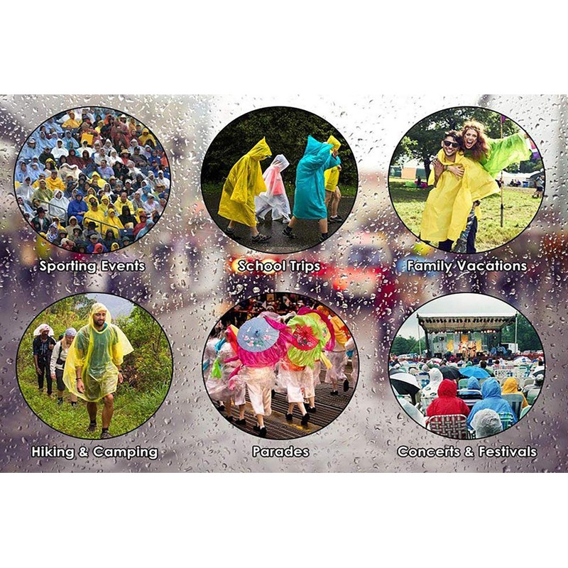Cosowe Rain Ponchos for Adults Reusable, 2 Pcs Raincoats for