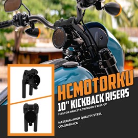 HCmotorku Motorcycle 10'' Tall Handlebar Riser Clamp with Extension Kit Fit For Harley Low Rider S 2022-up (Black)