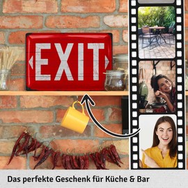 LANOLU Retro Tin Sign EXIT Sign Vintage Cinema Sign as Party Room Decoration, Pubs and Bar Decoration Retro Metal Sign as Gift Nostalgic Sign, 20 x 30 cm