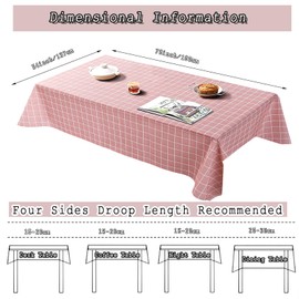 2 Packs 137 x 180 cm Pink PVC Table Cloth Waterproof Vinyl Tablecloths Plaid Wipe able Table Cover Clean Plastic Black Checkered Tablecloths Oil Cloth Indoor and Outdoor Tablecloth for Party,Picnic