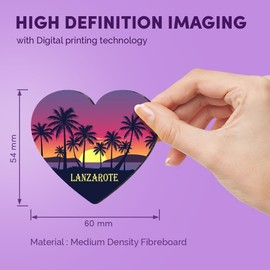 1x Heart MDF Magnet 6cm - Lanzarote Spain Beach Resort - Fridge Locker Office Whiteboard Toolbox #61080