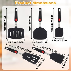 Wanmu Silicone Spatula Turner Set, 5-Pack 600°F Heat Resistant Non-Stick Silicone Turner Spatulas Set, Large Cooking Kitchen Utensils for Baking Burgers Omelets Pancakes Cooking, Dishwasher Safe