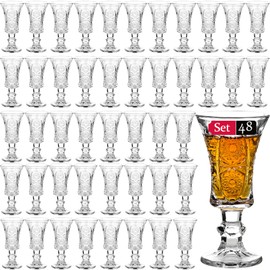 Glsairy Round 1.3-Oz Cordial Glasses,Sherry Glasses, Clear Heavy Base Shot Glasses set of 48