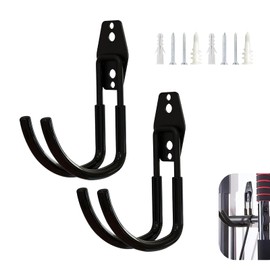 MLY 2 PCS EV Charger Holder Wall Mount, Heavy Duty Garage Storage Utility Hooks, Steel J Shaped Hanger for Tool Organizer Cable Retractor, Electric Vehicle Cord Holder Accessory