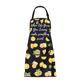 BNQL Lemons Apron for Women with Pockets Lemon Gifts When Life Gives You Lemons make something sweet Apron Funny Lemon Apron