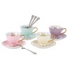 Jusalpha Porcelain Coffee Bar Espresso SMALL Cups and Saucers Set,