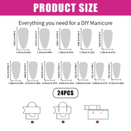 Ruzister Press On Nails Short Oval, Almond Fake Nails Glue on Nails Short, Acrylic Nails Press Ons, Gel Nails False Nails Short, Press On Nails Almond, Pink Red Pack of 24