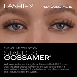 Lashify Stardust 14mm Gossamer DIY Eyelash Extensions Refill, The Multi-Length Multi Layered Lash, Thin Fibers of the Classic "C" Style, Black, Easy False Lashes