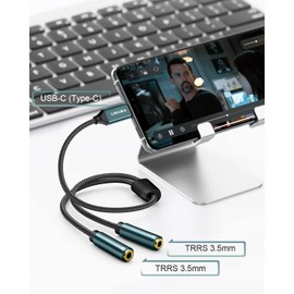 LOKUKA USB C to Dual 3.5mm Female Headphone Splitter, Type C to AUX TRRS 2-in-1 Audio Adapter with Hi-Res DAC Chip, for USB-C Smartphone, Laptop, Pad to Two Headphones, Speakers, TRRS Microphones