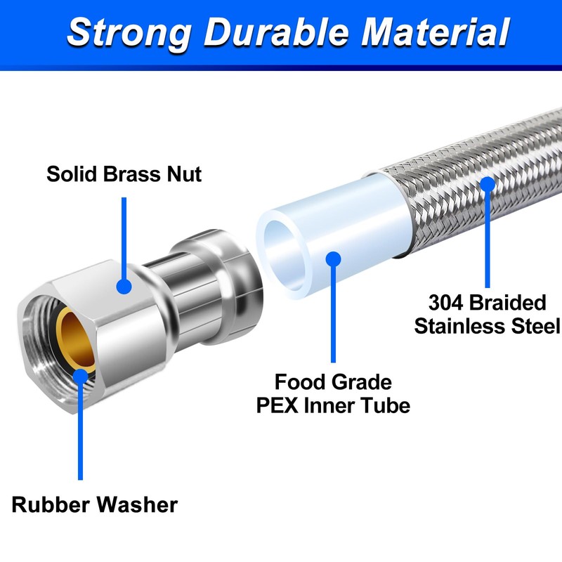 10FT Stainless Steel Braided Water Supply Line for Dishwasher and