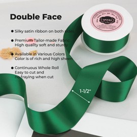 VATIN Double Face Forest Green Satin Ribbon 4" Continuous 5 Yards,Forest Green Polyester Fabric Ribbon use for Bows Bouquet, Gift Wrapping, Floral Arrangement Wedding Decoration