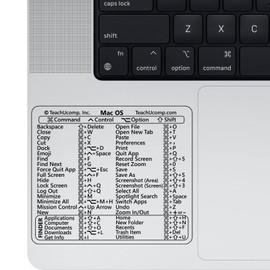 TEACHUCOMP INC Keyboard Shortcuts Sticker for Mac OS- Vinyl, Laminated, No-Residue Adhesive, for 11"-16" MacBook Air/Pro iMac Mac Mini: Small: 3.25"x2.8"- (Clear)