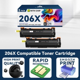 206X Black high-Yield Toner Cartridge Compatible Replacement for HP 206X 206A Black Toner Works with Color Laserjet Pro MFP M283fdw M283cdw M283fdn M282nw M255dw M255nw M283 M255 Printer Ink W2110X