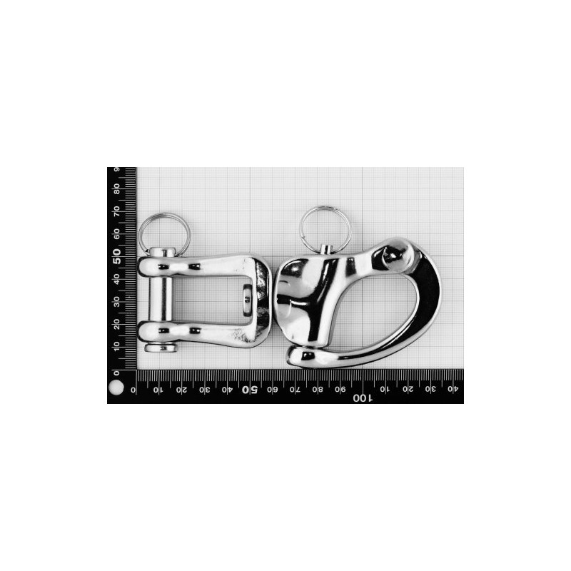 Edelstahl Schnappschäkel 135 mm mit Wirbelschäkel, A4 AISI 316