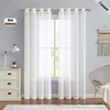 Beauoop Grey Voile Chiffon Sheer Window Curtain Panels Embroidered with