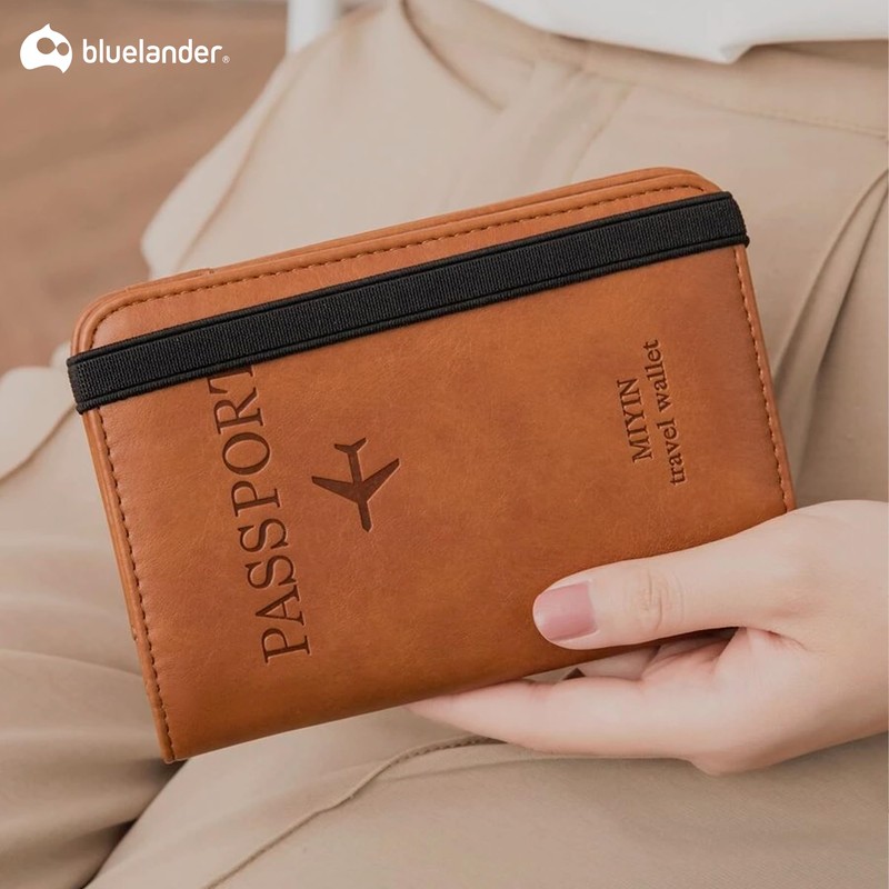 Bluelander Porta Pasaporte, con Protección RFID, Porta Pasaporte y Visa,