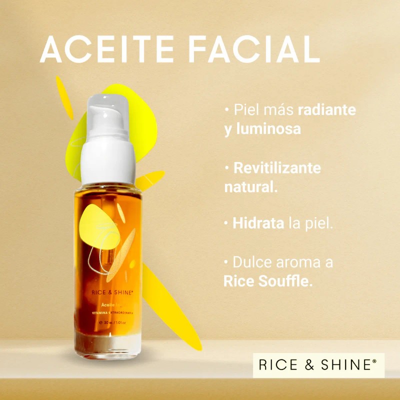 Rice & Shine aceite facial hidratante | día y noche