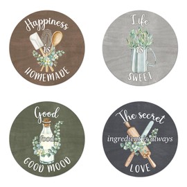 CHDITB Farmhouse Kitchen Wall Decor, Kitchen Wall Art For Dining Room Decorations, Set of 4(8”X8”) Funny Saying Kitchen Collage Wall Art, Happiness Sweet Wood Hanging Sign Artwork for Dinning Room