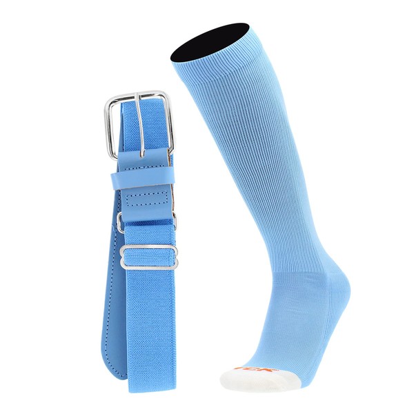 MadSportsStuff Pro Line Baseball Socks and Belt Combo (Columbia Blue,