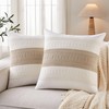YZJZEDS Soft Cotton Boho Throw Pillow Covers Set of 2, Natural White/Contrast Taupe 22x22 Inch, Taupe Farmhouse Decorative Cushion Covers for Sofa Bed Living Room Home Decor