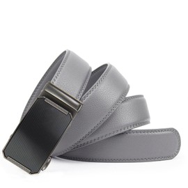 Glamexx24 Men's Automatic Buckle Belt: Business Belt for Men with Ratchet, Width 35 mm, Length 115 cm - 150 cm, Adjustable Size, Grey, Buckle Model 32 + Grey