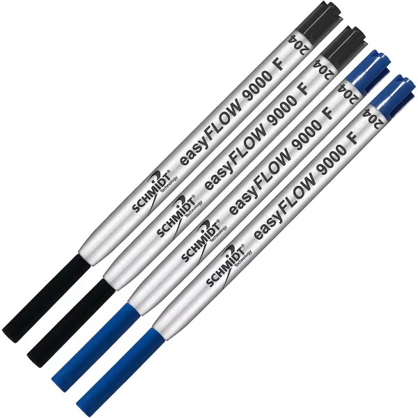 Imprinted Schmidt easyFLOW9000 Ballpoint Refill-Black, Blue, Fine 0.8mm- 4 Pack