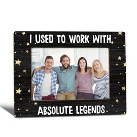WTOGQ Retirement Picture Frame, Farewell Retirement Gifts for Coworkers Colleagues, Team Photo Frame 4x6, I Used to Work with Absolute Legends Wooden Photo Picture Frames for Desk Decor Black