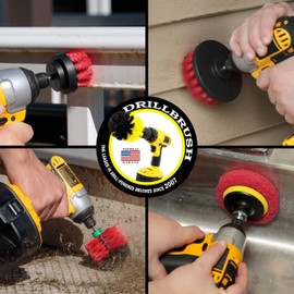 Drillbrush - Drill Brush Kit - Rotary Drill Brush Cordless Scrubber - Deck Scrub Brush - Scrub Brush Kit - Concrete Cleaner Brush - Marble Brush - Brick Cleaner - Stone Cleaning - Ceramic Tile Cleaner