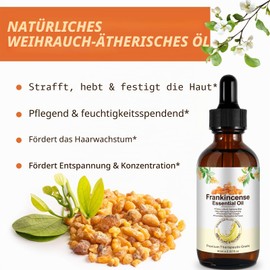 Frankincense Oil 60 ml - 100% Pure Frankincense Essential Oil from Boswellia Serrata | Natural Skin Oil for Face & Body | Vegan | Aromatherapy & Relaxation