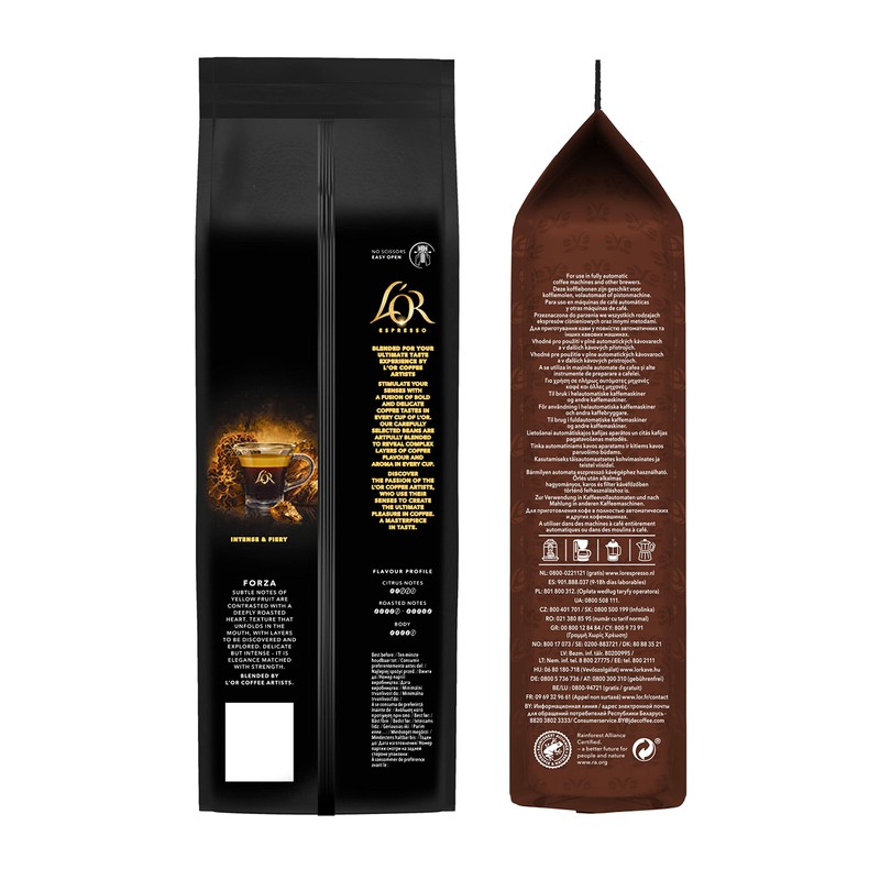 L'OR Espresso Forza Coffee Beans 500g Intensity 9