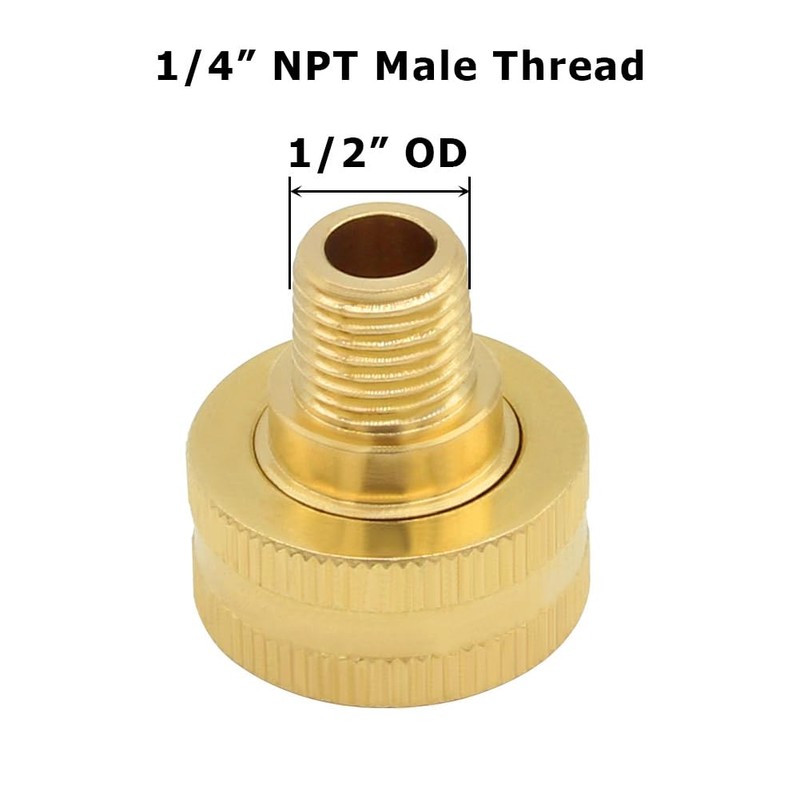 Hooshing 2PCS Garden Hose Adapter 1/4" NPT Male to 3/4"
