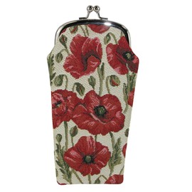 CTM Women's Poppy Print Tapestry Glasses Case, Poppy