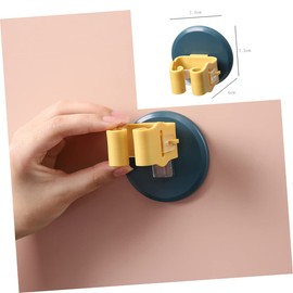 NOLITOY 3pcs Wall Mounted Mop and Broom Holder Clips Slip Gripper for Easy Installation for Bathroom Kitchen Balcony Efficient Storage Blue and Yellow